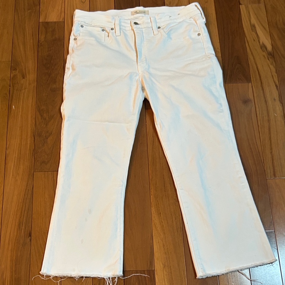 Madewell White Cropped Wide-Leg Jeans